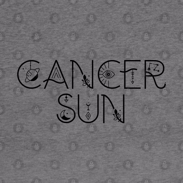 Cancer sun sign celestial typography by lilacleopardco